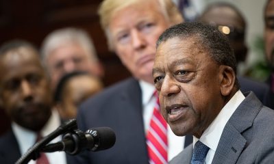 President Donald J. Trump listens as Bob Johnson , founder of the BET and RLJ Companies, addresses his remarks Wednesday, Dec. 12, 2018, at the signing ceremony of the Executive Order to establish the White House Opportunity and Revitalization Council in the Roosevelt Room of the White House. (Official White House Photo by Shealah Craighead